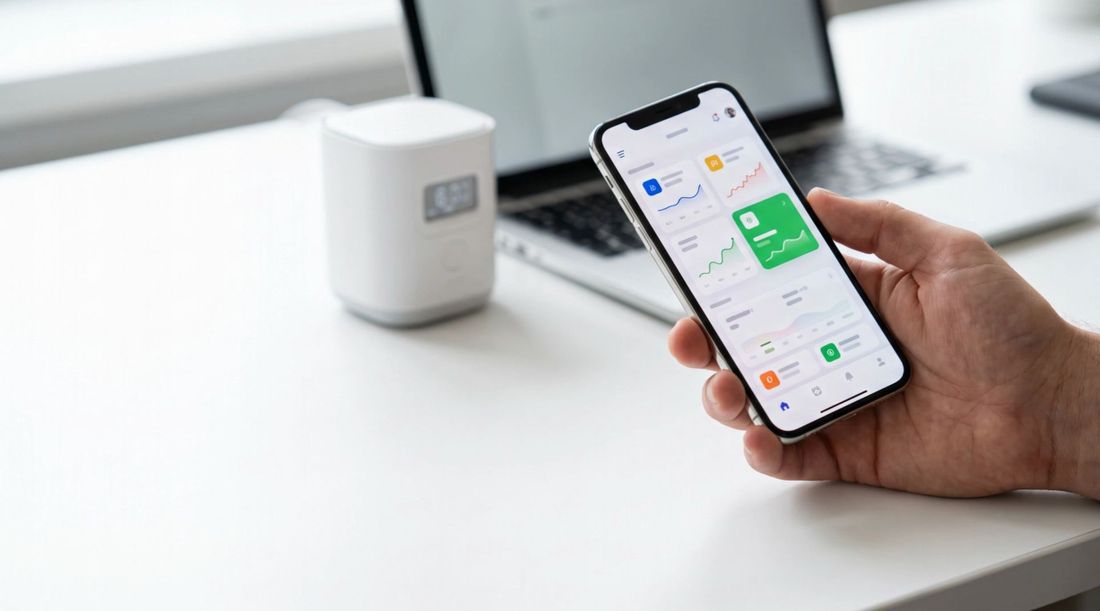 Mobile app dashboard on a phone