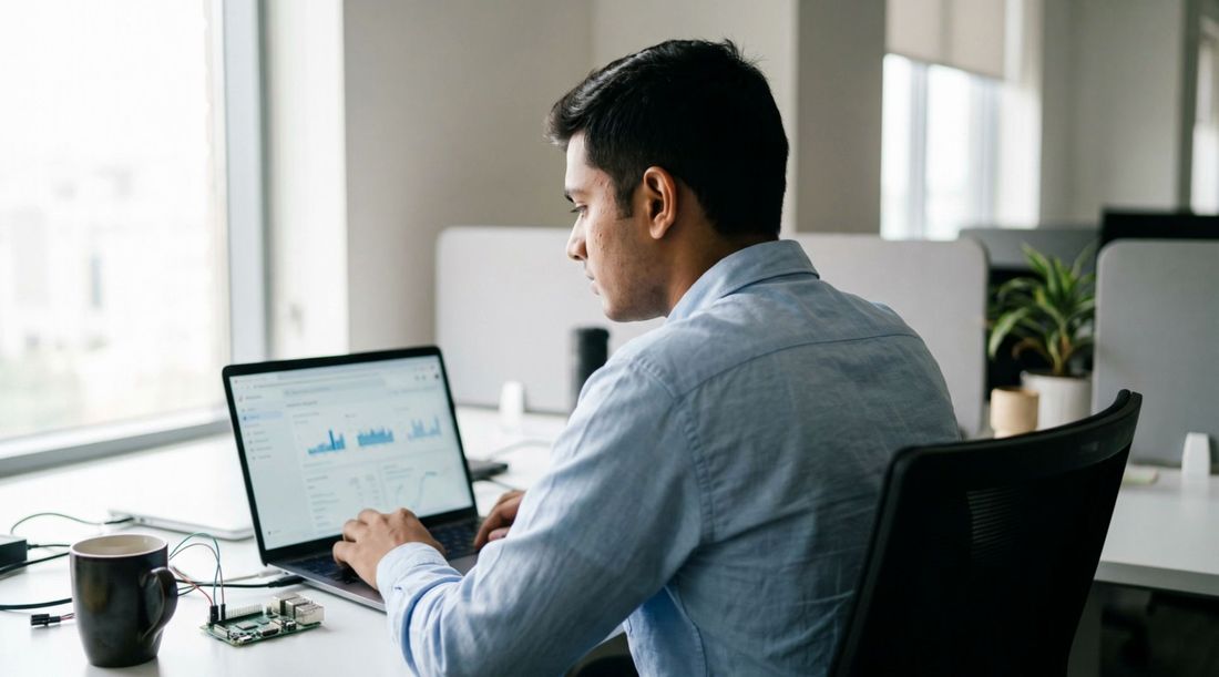 Software engineer working on a dashboard